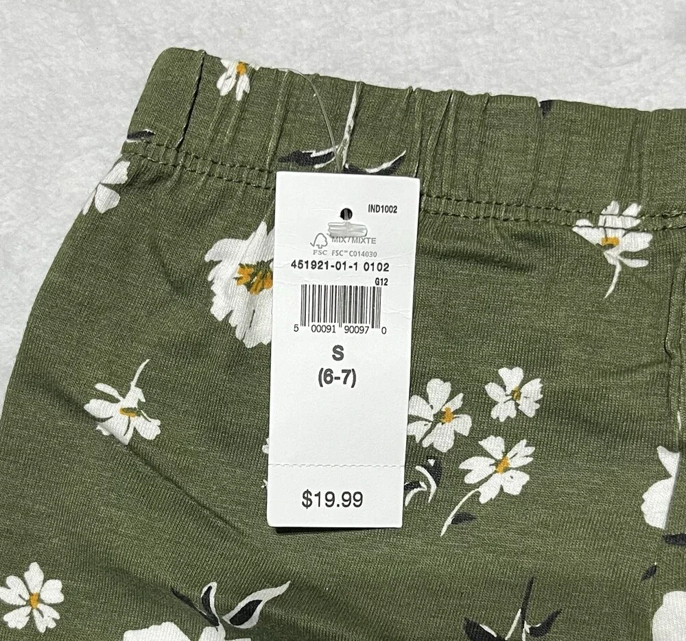 Gap Kids Leggings Girls Small 6-7 Green Floral NWT